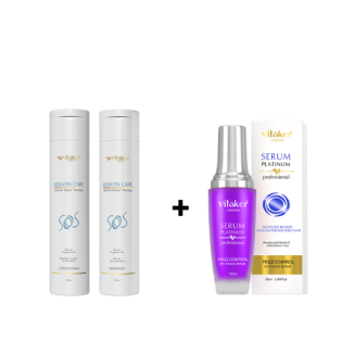 Vitaker SOS Keratin Care šampūnas ir kondicionierius 300ML. + Serumas „Platinum“ – blondinėms ir šviesintiems plaukams, 50 ML.